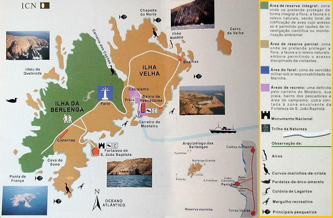 Mapa del archipiélago de Berlengas realizado por el Instituto para la Conservación de la Naturaleza y los Bosques.