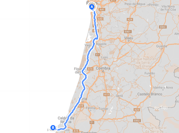 Para chegar à cidade de Peniche vindo do Porto, apanhe a A1 no sentido Leiria e depois a A8 sentido Torres Vedras - Lisboa.