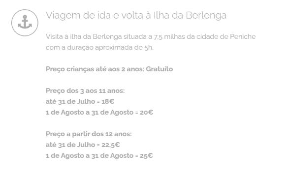 Viagem ida e volta à Ilha da Berlenga